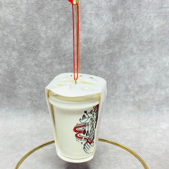 Starbucks 2017 Holiday Ceramic Ornament Red Cup With Ribbon Hanger - Picture 6 of 7